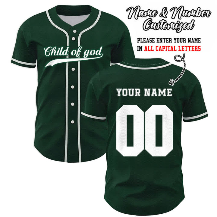 Christianartworkshop Child Of God Custom Name Number Unisex Baseball Jersey - Green - 5XL - Name & Number Customized - image 56