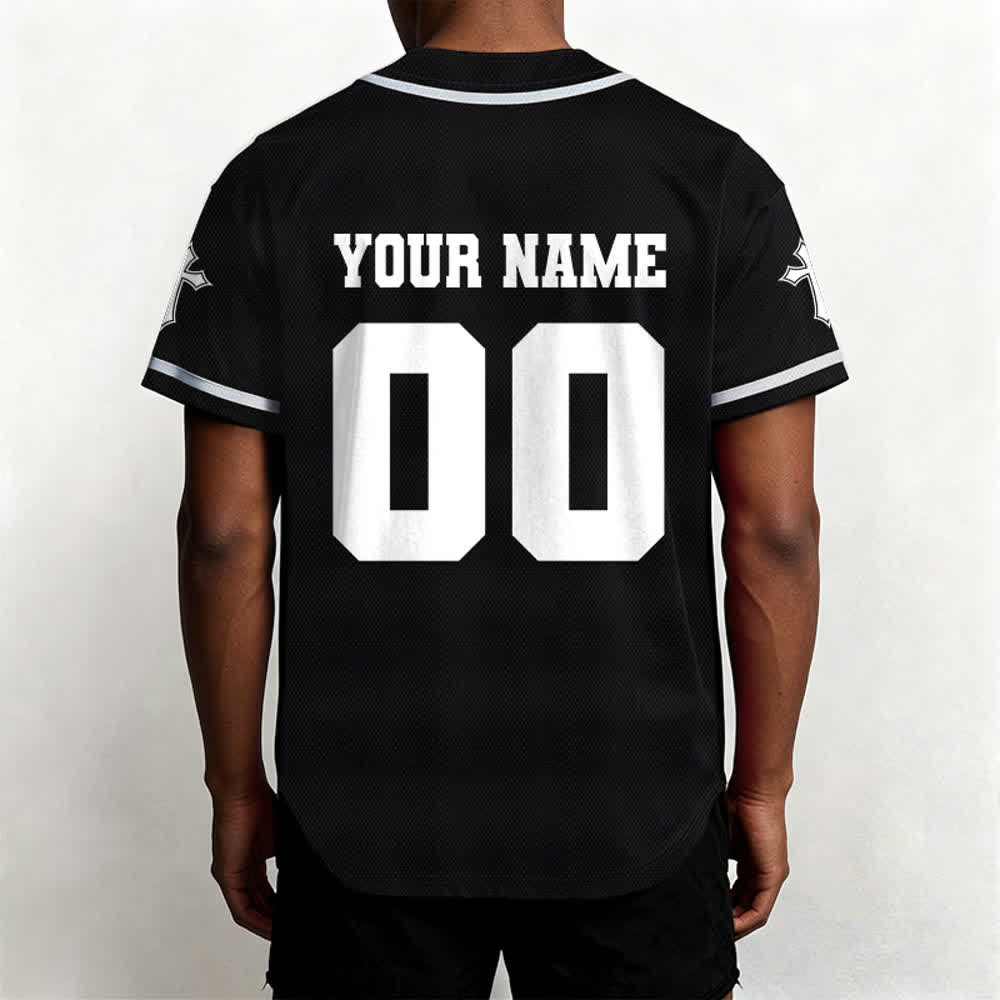 Christianartworkshop Lion Cross Jesus Faith Personalized Name Number Unisex Custom Baseball Jersey - image 4