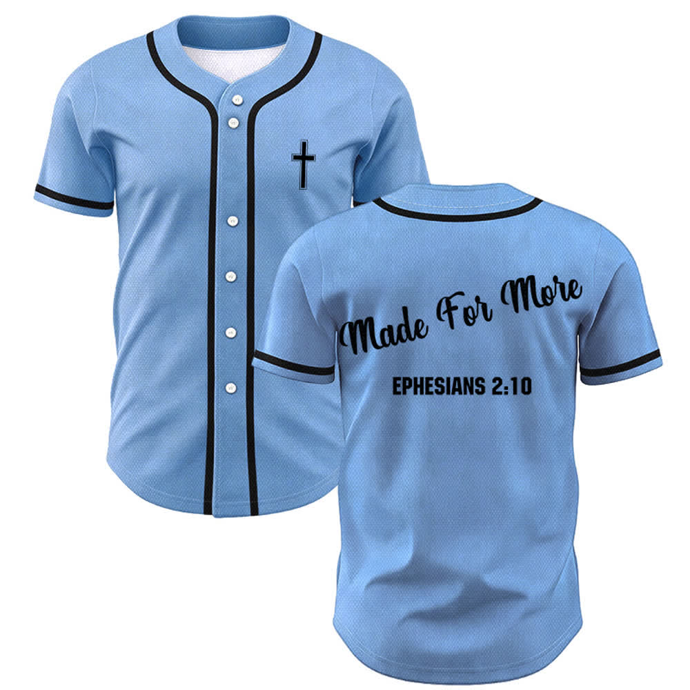 Christianartworkshop Made For More Ephesians 2:10 Unisex Baseball Jersey - Blue - 5XL - image 28