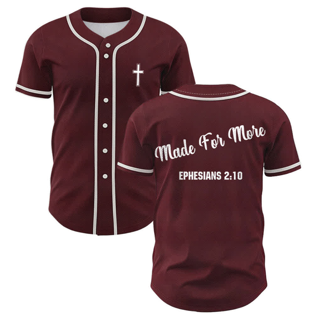 Christianartworkshop Made For More Ephesians 2:10 Unisex Baseball Jersey - Wine - 5XL - image 0