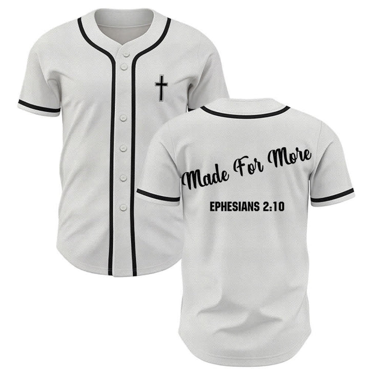 Christianartworkshop Made For More Ephesians 2:10 Unisex Baseball Jersey - White - 5XL - image 7