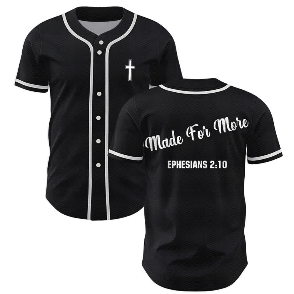 Christianartworkshop Made For More Ephesians 2:10 Unisex Baseball Jersey - Black - 5XL - image 14