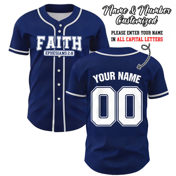Christianartworkshop Faith Custom Name Number Baseball Jersey - Navy Blue - 5XL - Name & Number Customized - image 0