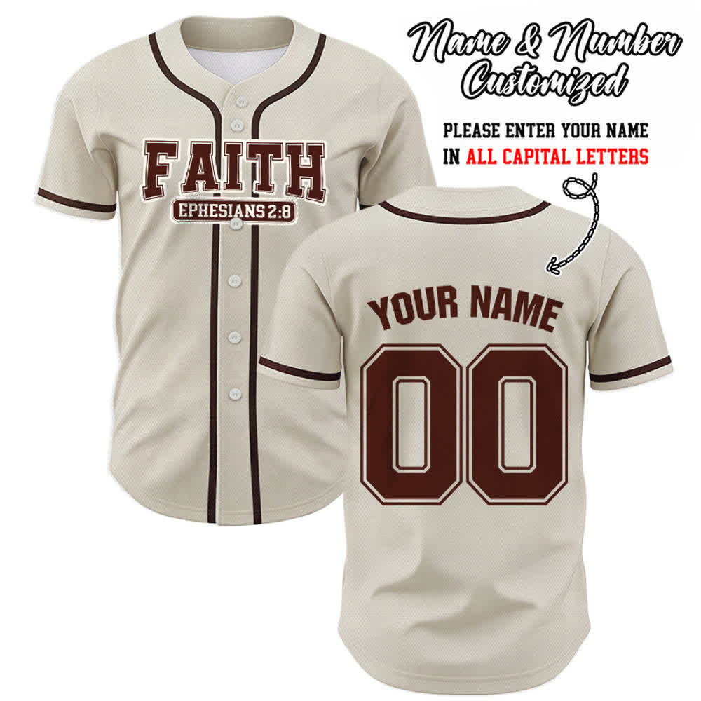 Christianartworkshop Faith Custom Name Number Baseball Jersey - Apricot - 5XL - Name & Number Customized - image 8
