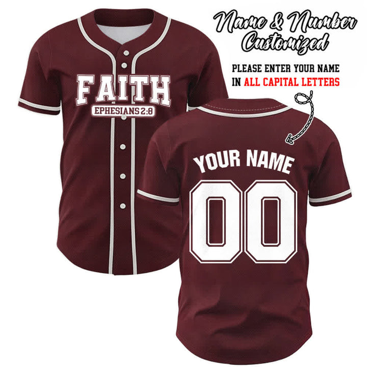 Christianartworkshop Faith Custom Name Number Baseball Jersey - Wine - 5XL - Name & Number Customized - image 40