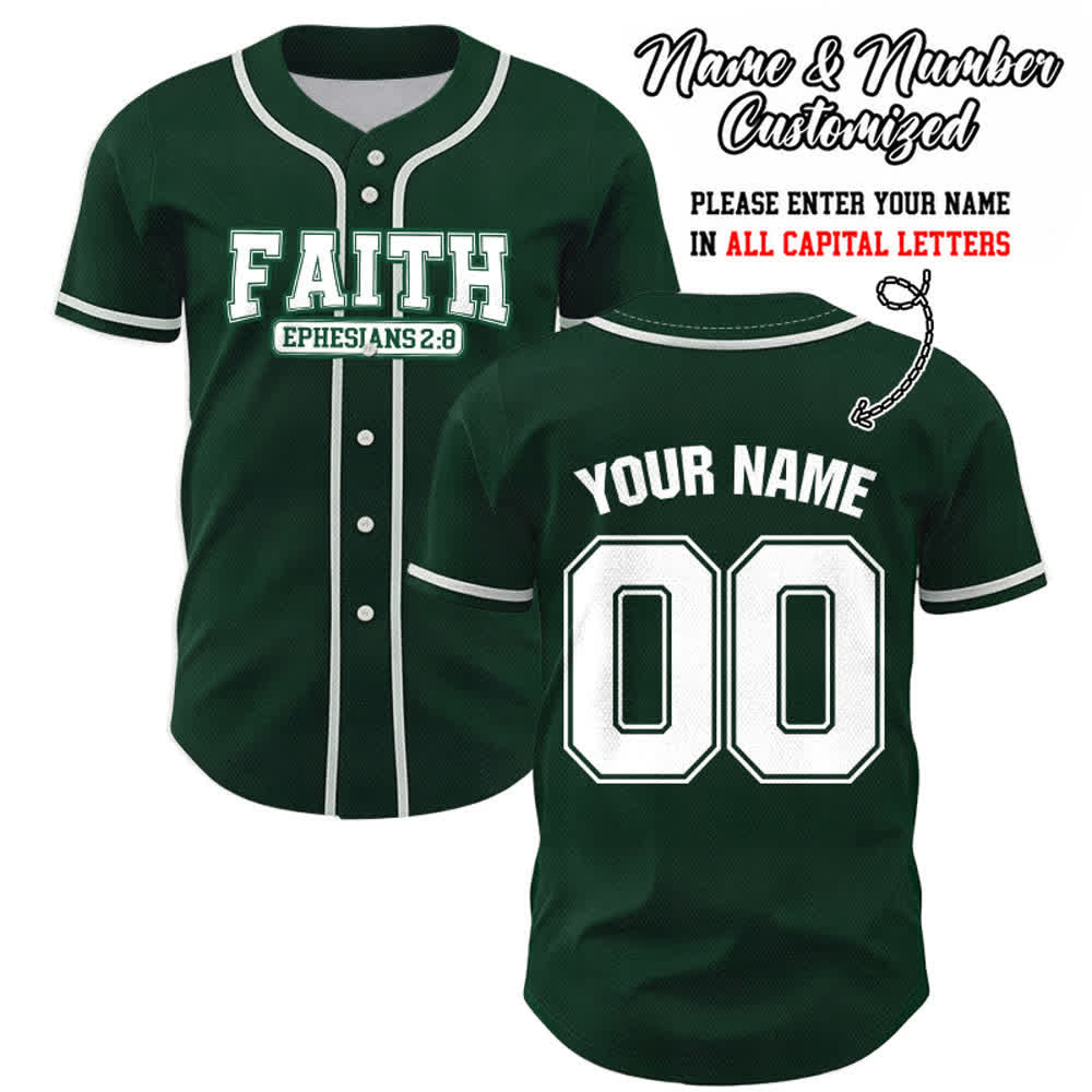 Christianartworkshop Faith Custom Name Number Baseball Jersey - Green - 5XL - Name & Number Customized - image 56