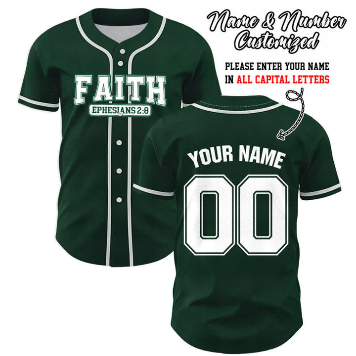 Christianartworkshop Faith Custom Name Number Baseball Jersey - Green - 5XL - Name & Number Customized - image 56