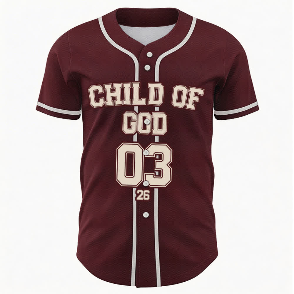 Christianartworkshop Child of God Christian Statement Custom Name Number Baseball Jersey - image 1