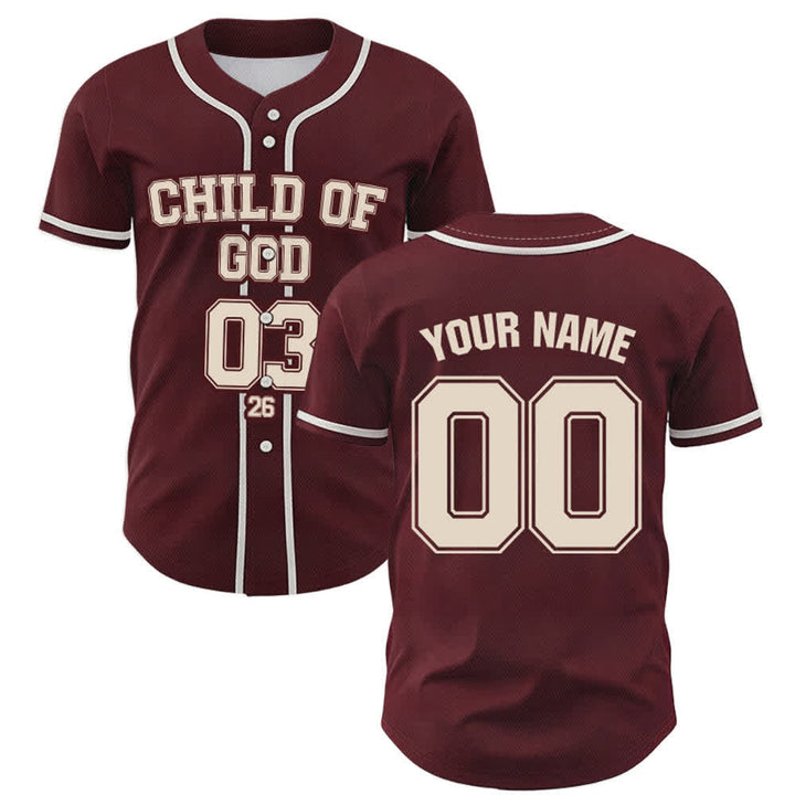 Christianartworkshop Child of God Christian Statement Custom Name Number Baseball Jersey - 5XL - Name & Number Customized - image 0