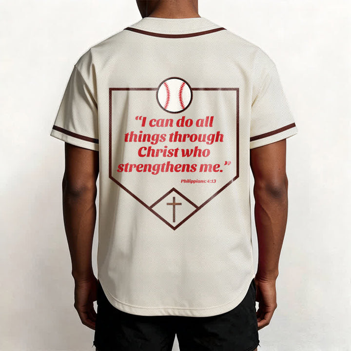 Christianartworkshop Philippians 4:13 Faith Baseball Jersey: Baseball Cross Motto Strength Devotion Athletic Shirt - image 10