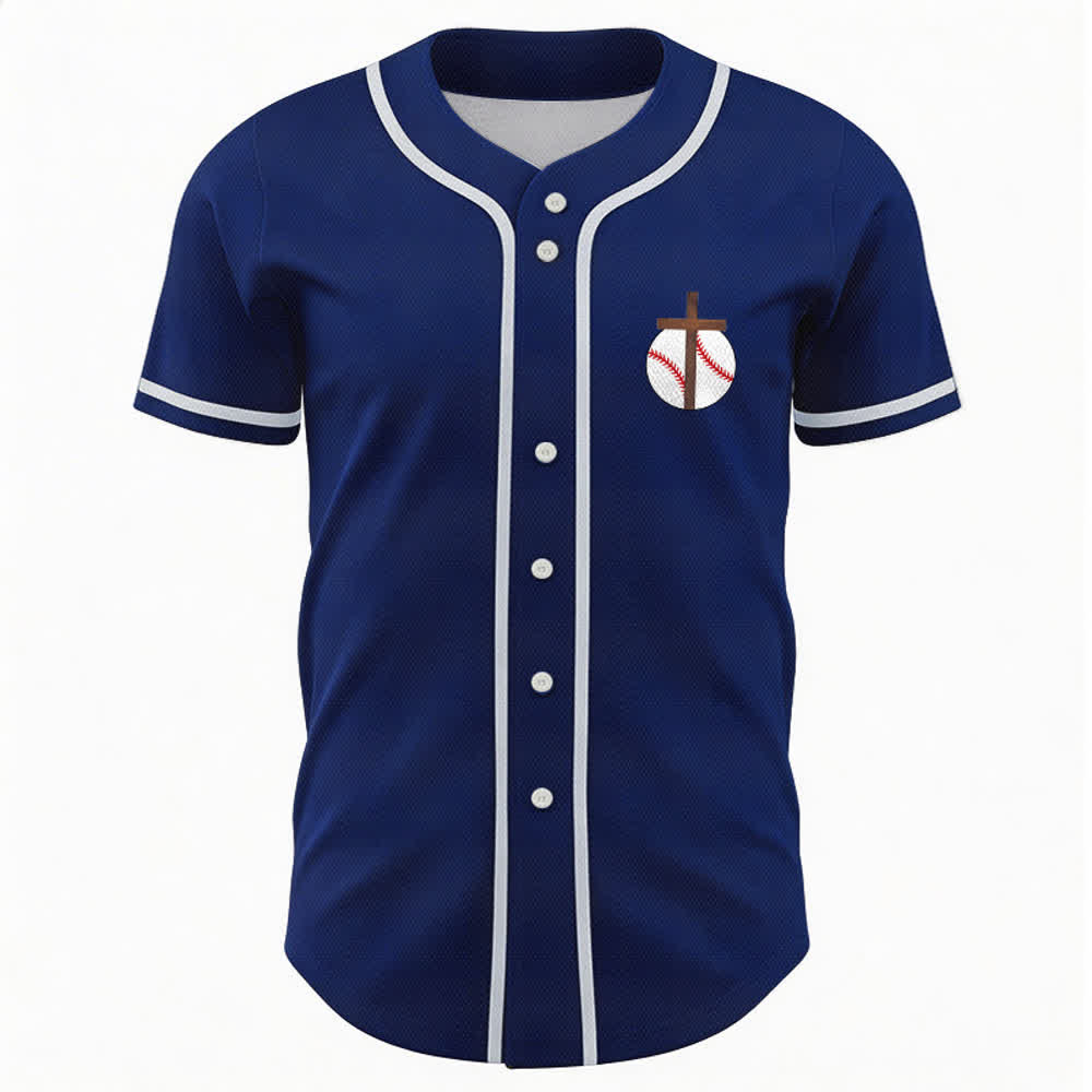 Christianartworkshop Philippians 4:13 Faith Baseball Jersey: Baseball Cross Motto Strength Devotion Athletic Shirt - image 1