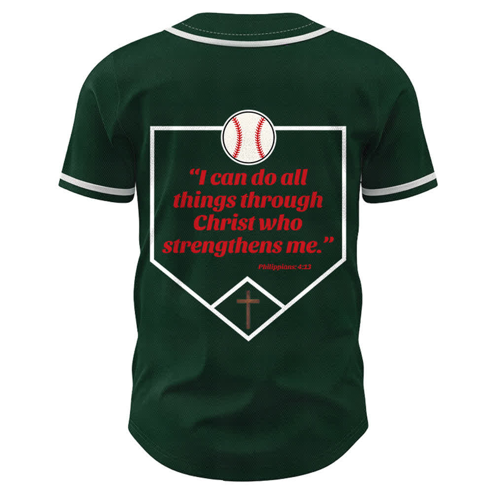 Christianartworkshop Philippians 4:13 Faith Baseball Jersey: Baseball Cross Motto Strength Devotion Athletic Shirt - image 50