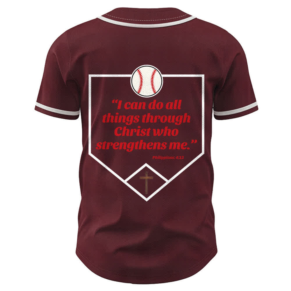 Christianartworkshop Philippians 4:13 Faith Baseball Jersey: Baseball Cross Motto Strength Devotion Athletic Shirt - image 36