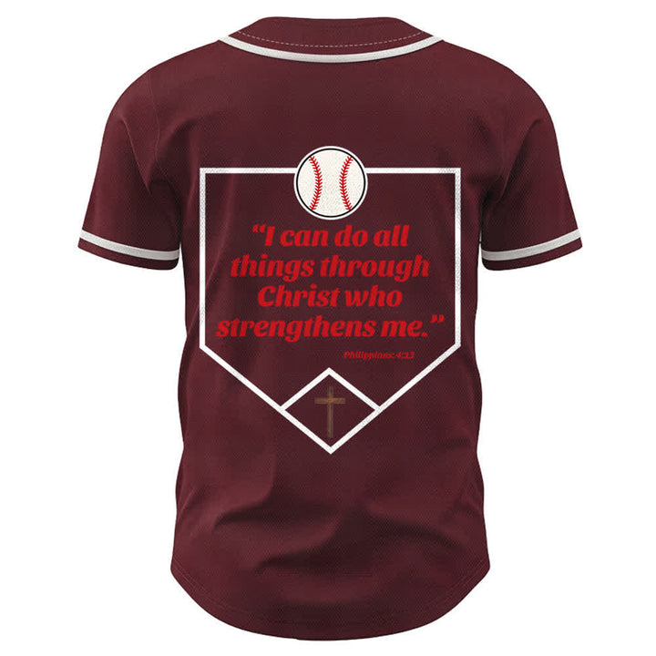 Christianartworkshop Philippians 4:13 Faith Baseball Jersey: Baseball Cross Motto Strength Devotion Athletic Shirt - image 36