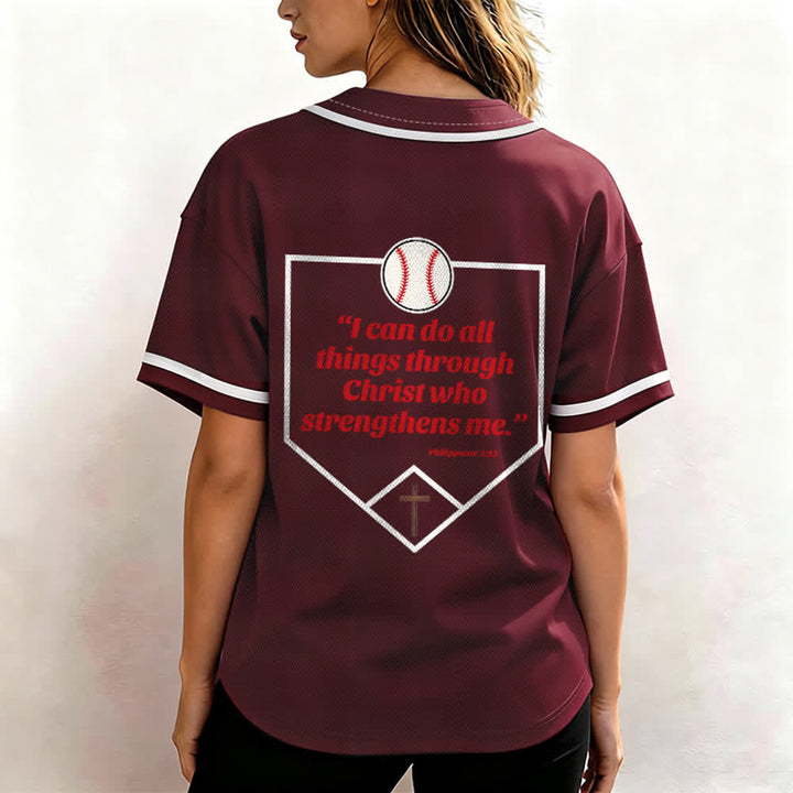 Christianartworkshop Philippians 4:13 Faith Baseball Jersey: Baseball Cross Motto Strength Devotion Athletic Shirt - image 40