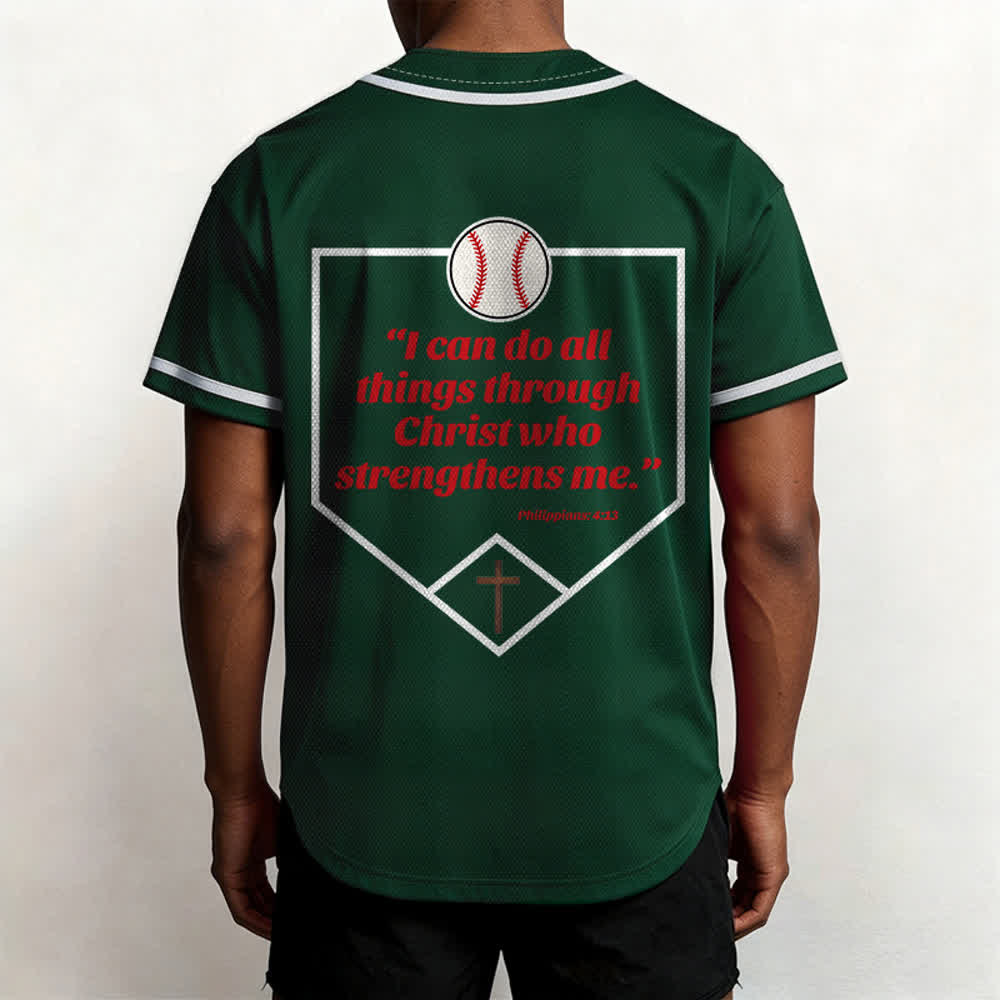 Christianartworkshop Philippians 4:13 Faith Baseball Jersey: Baseball Cross Motto Strength Devotion Athletic Shirt - image 54