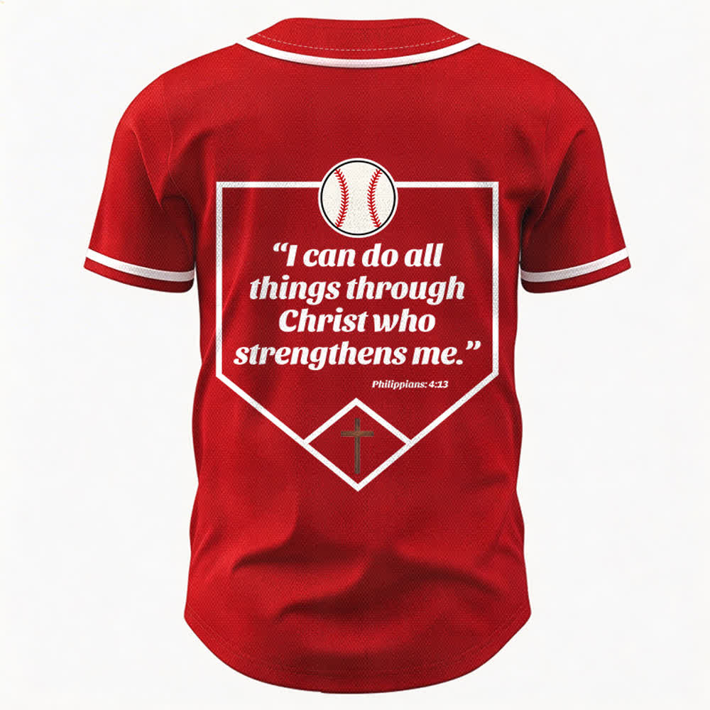 Christianartworkshop Philippians 4:13 Faith Baseball Jersey: Baseball Cross Motto Strength Devotion Athletic Shirt - image 29