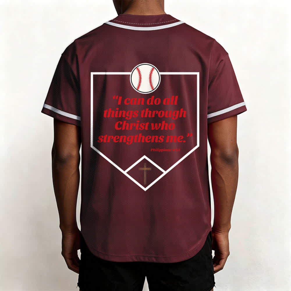 Christianartworkshop Philippians 4:13 Faith Baseball Jersey: Baseball Cross Motto Strength Devotion Athletic Shirt - image 38