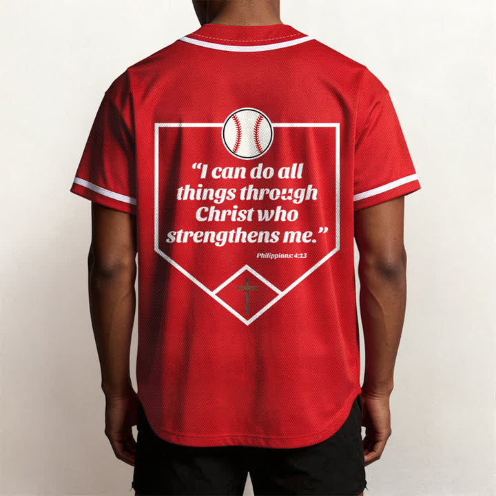 Christianartworkshop Philippians 4:13 Faith Baseball Jersey: Baseball Cross Motto Strength Devotion Athletic Shirt - image 31