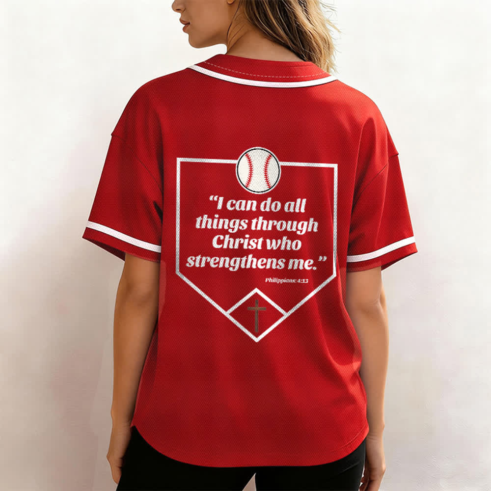 Christianartworkshop Philippians 4:13 Faith Baseball Jersey: Baseball Cross Motto Strength Devotion Athletic Shirt - image 33
