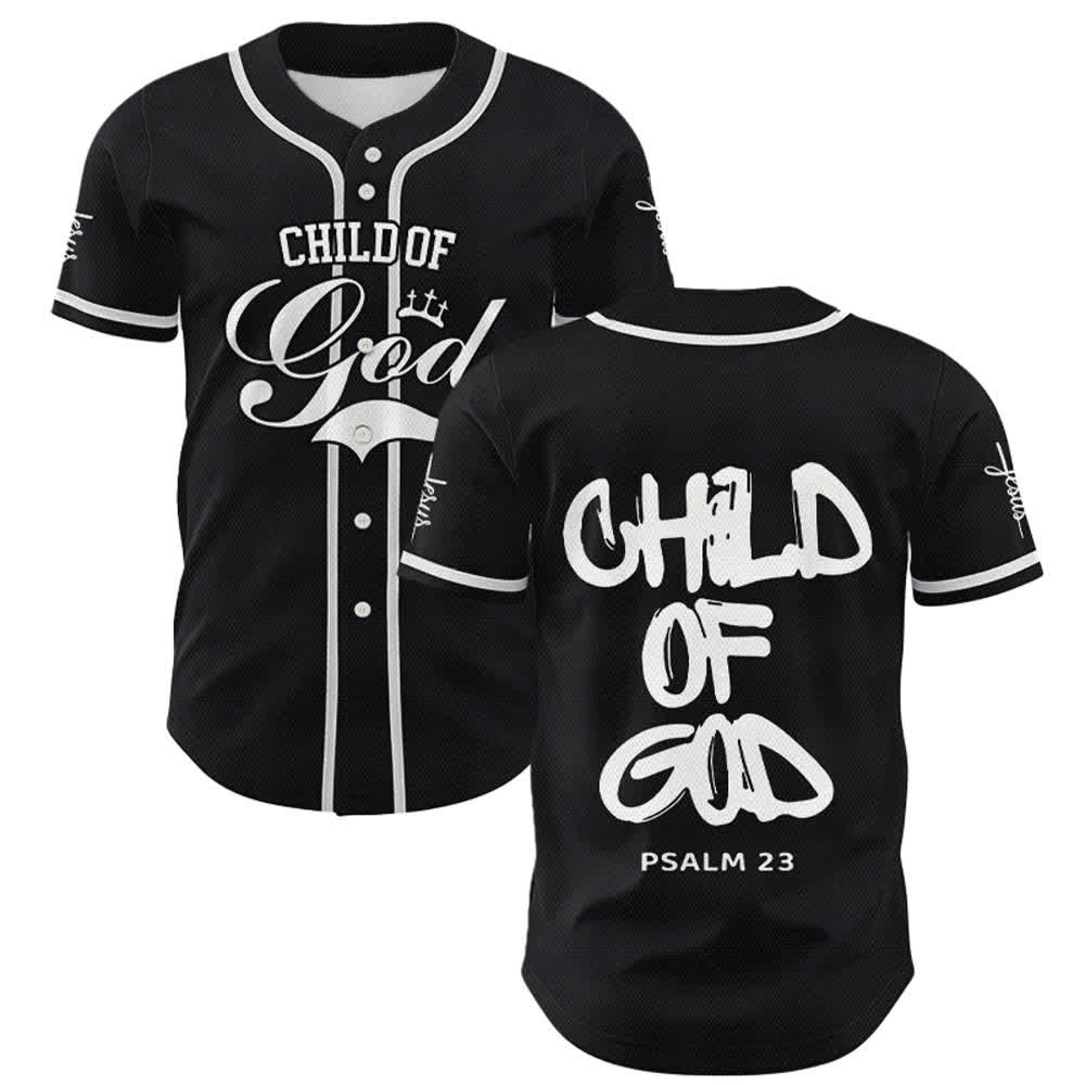 Christianartworkshop Child Of God Multicolored Contrast Trim Baseball Jersey - Black - 5XL - image 0