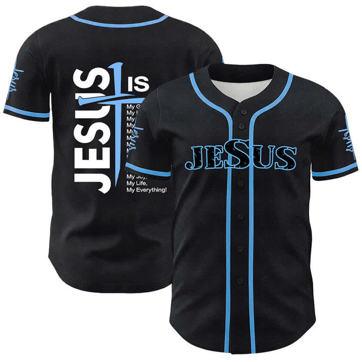 Christianartworkshop Jesus Is My Everything Faith Unisex Baseball Jersey - Blue - 5XL - image 0