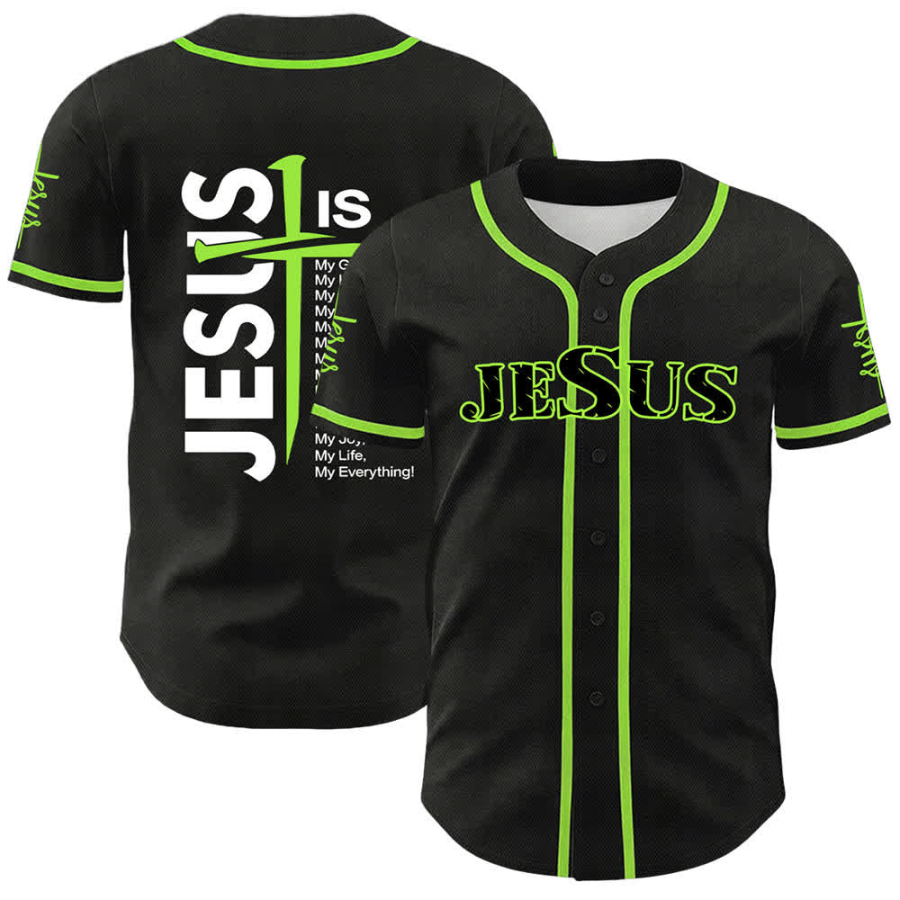 Christianartworkshop Jesus Is My Everything Faith Unisex Baseball Jersey - Green - 5XL - image 18