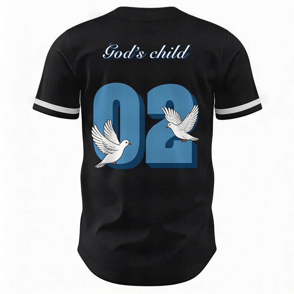 Christianartworkshop God's Child Inspirational Dove & Number Design Baseball Jersey - image 2