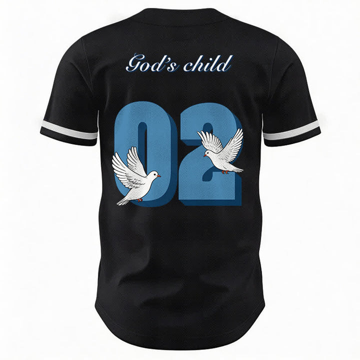 Christianartworkshop God's Child Inspirational Dove & Number Design Baseball Jersey - image 2