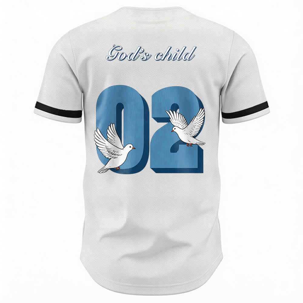 Christianartworkshop God's Child Inspirational Dove & Number Design Baseball Jersey - image 9