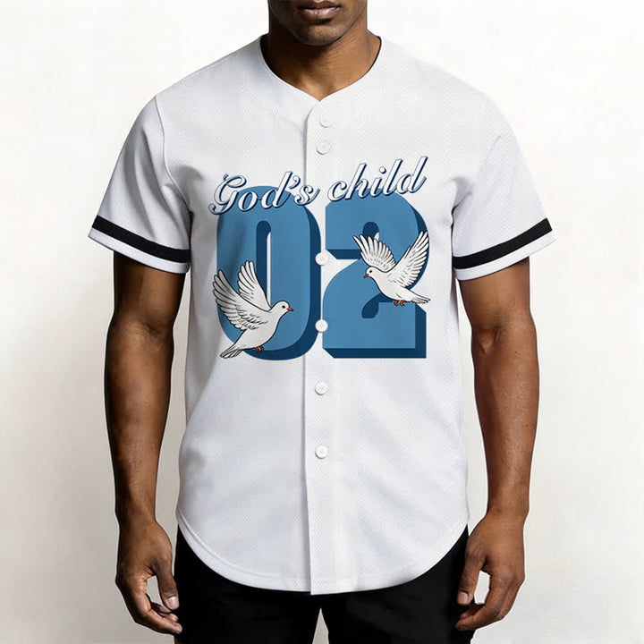 Christianartworkshop God's Child Inspirational Dove & Number Design Baseball Jersey - image 10