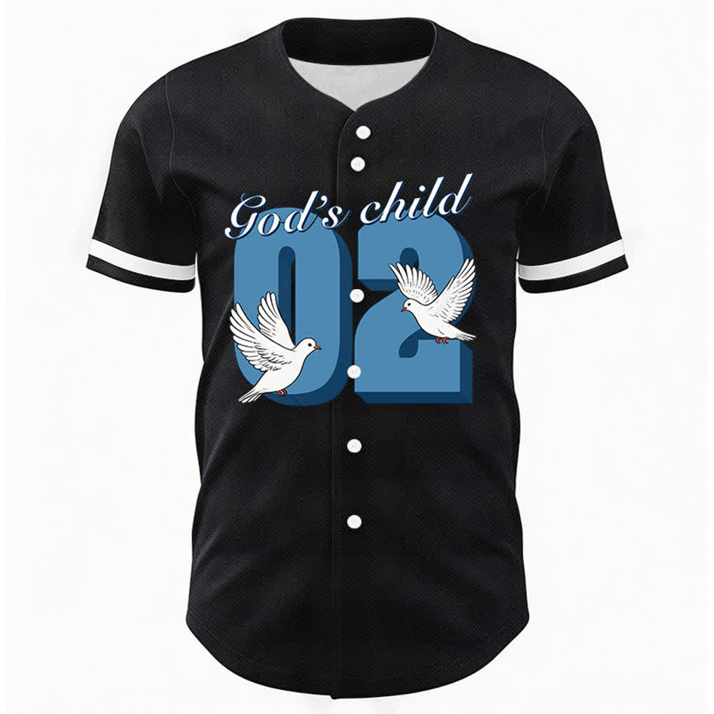 Christianartworkshop God's Child Inspirational Dove & Number Design Baseball Jersey - image 1