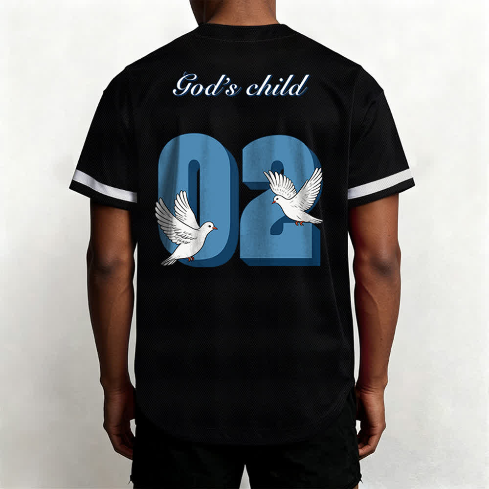 Christianartworkshop God's Child Inspirational Dove & Number Design Baseball Jersey - image 4