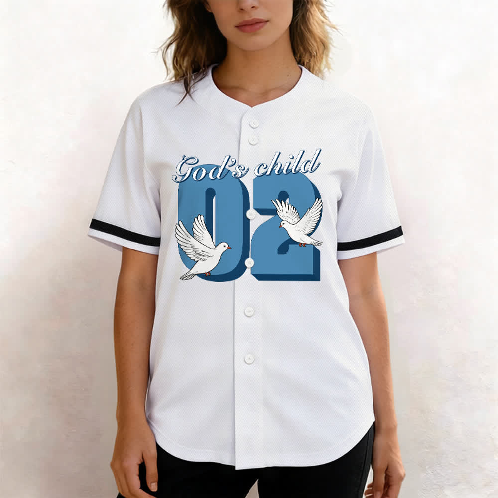 Christianartworkshop God's Child Inspirational Dove & Number Design Baseball Jersey - image 12