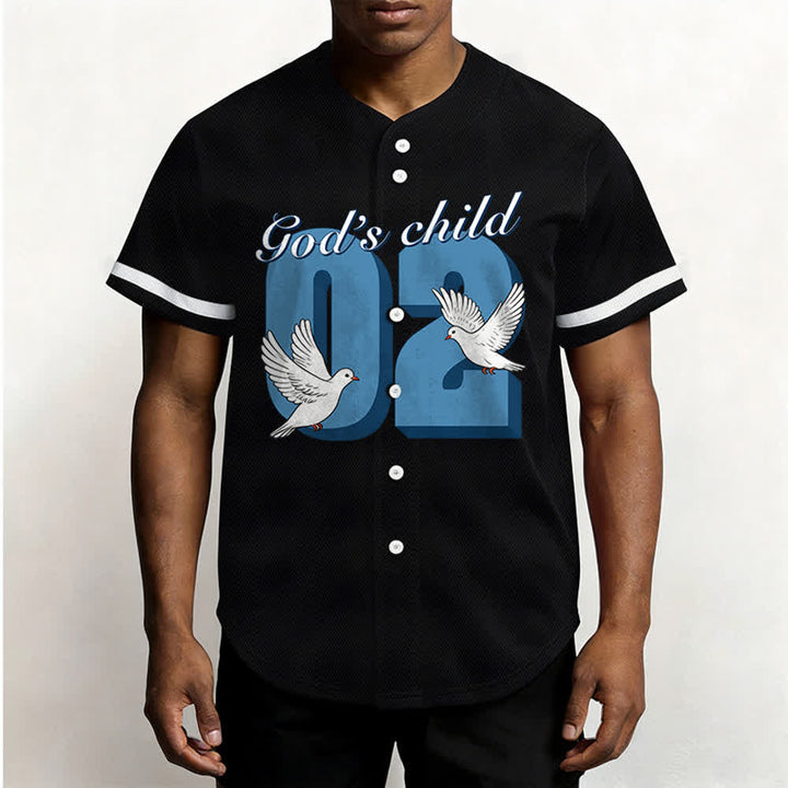 Christianartworkshop God's Child Inspirational Dove & Number Design Baseball Jersey - image 3