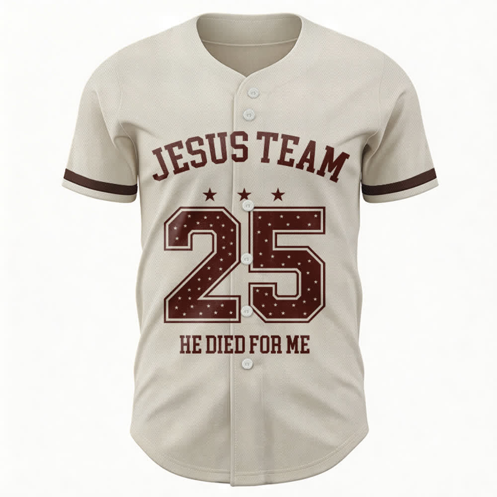 Christianartworkshop Jesus Team 25 He Died For Me Faith Baseball Jersey - image 1