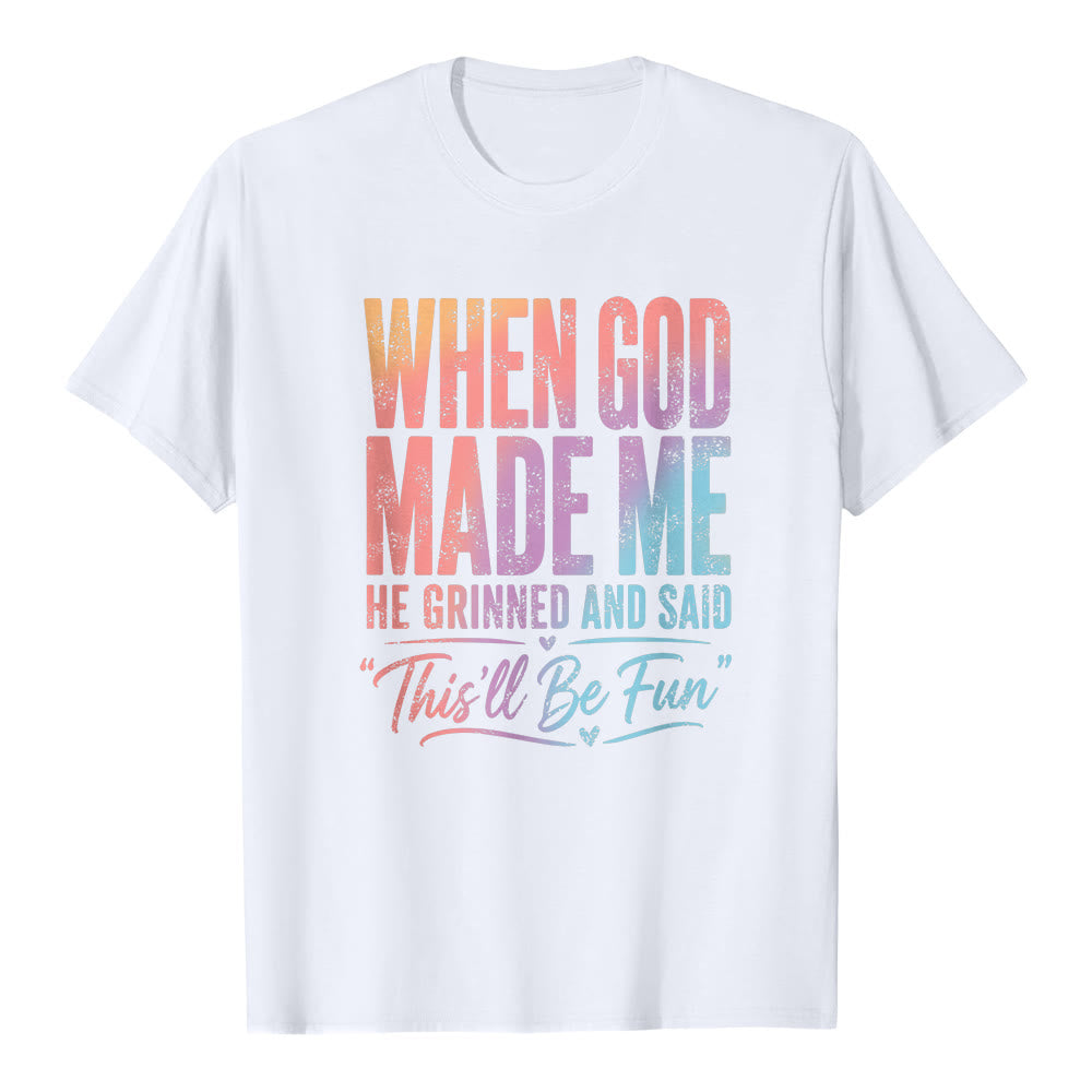 Christianartworkshop When God Made Me Letter Print Classic T-shirt - White - 2XL - image 1