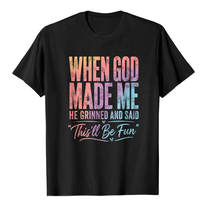 Christianartworkshop When God Made Me Letter Print Classic T-shirt - Black - 2XL - image 5