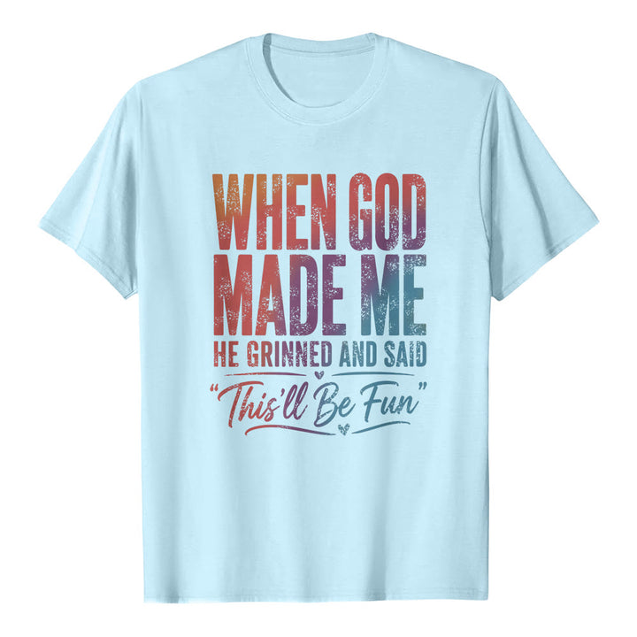 Christianartworkshop When God Made Me Letter Print Classic T-shirt - Blue - 2XL - image 6