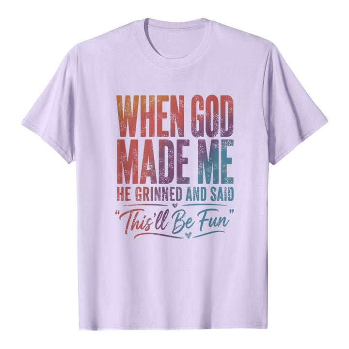Christianartworkshop When God Made Me Letter Print Classic T-shirt - Purple - 2XL - image 7