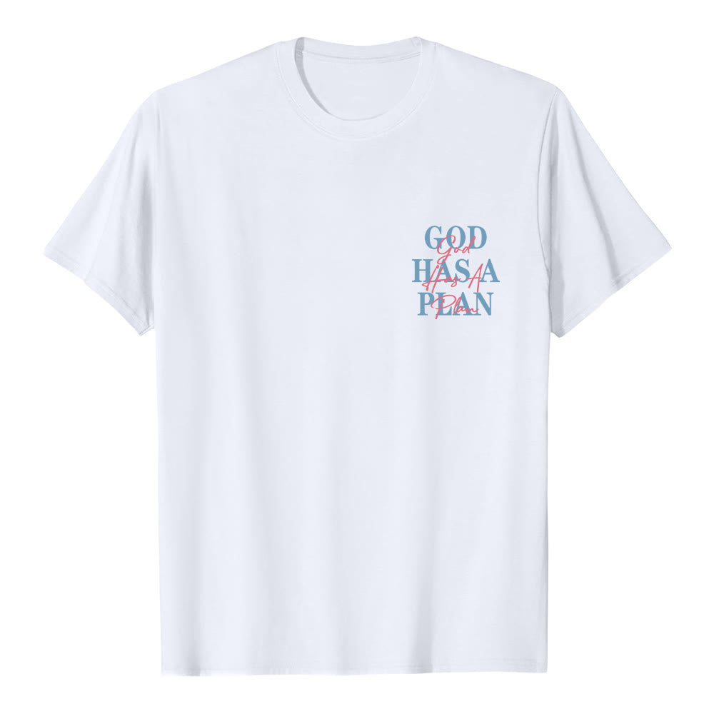 Christianartworkshop God Has A Plan Double-Side Letter Print Classic T-shirt - White - 2XL - image 6