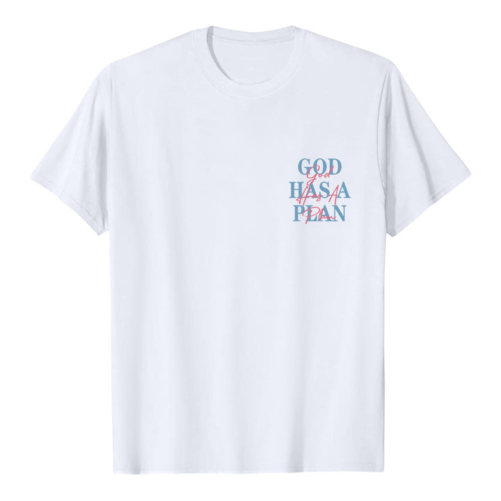 Christianartworkshop God Has A Plan Double-Side Letter Print Classic T-shirt - White - 2XL - image 6