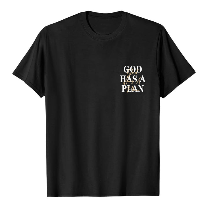 Christianartworkshop God Has A Plan Double-Side Letter Print Classic T-shirt - Black - 2XL - image 18