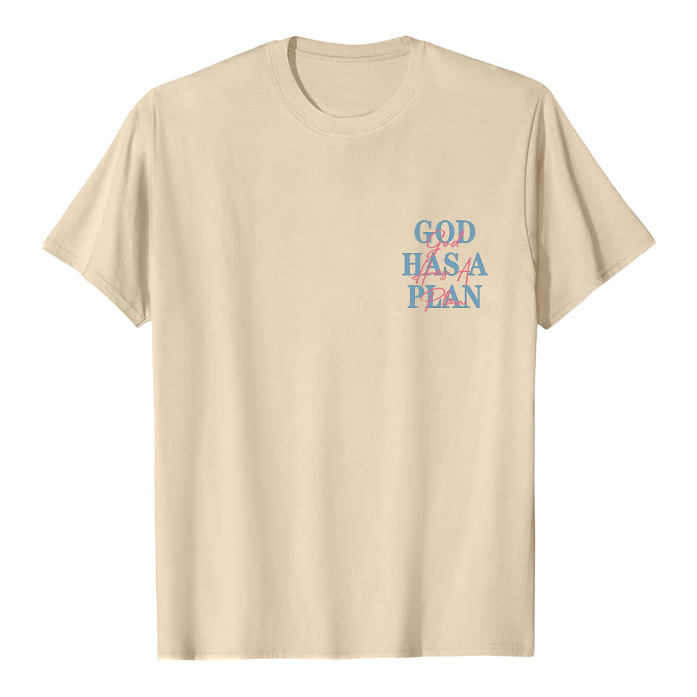 Christianartworkshop God Has A Plan Double-Side Letter Print Classic T-shirt - Beige - 2XL - image 9