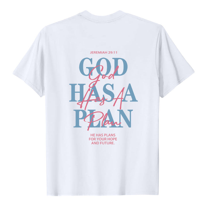 Christianartworkshop God Has A Plan Double-Side Letter Print Classic T-shirt - image 8