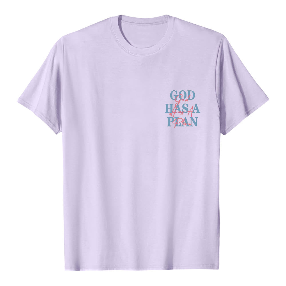Christianartworkshop God Has A Plan Double-Side Letter Print Classic T-shirt - Purple - 2XL - image 24