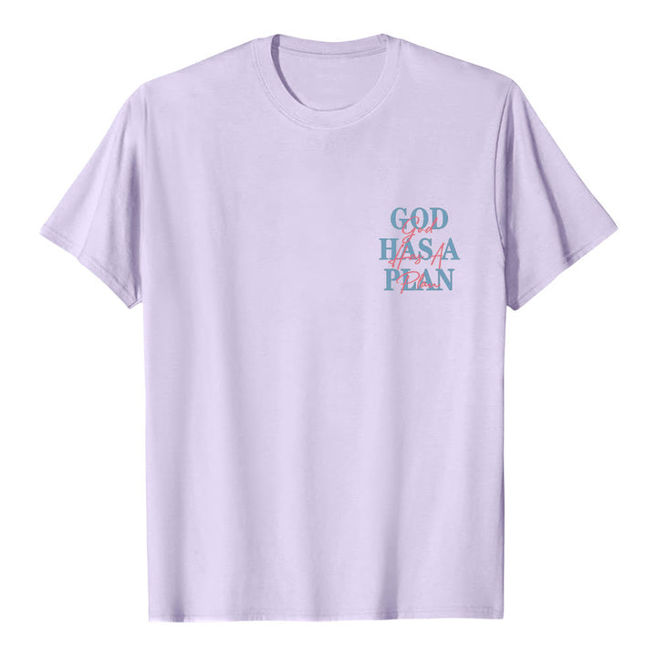 Christianartworkshop God Has A Plan Double-Side Letter Print Classic T-shirt - Purple - 2XL - image 24