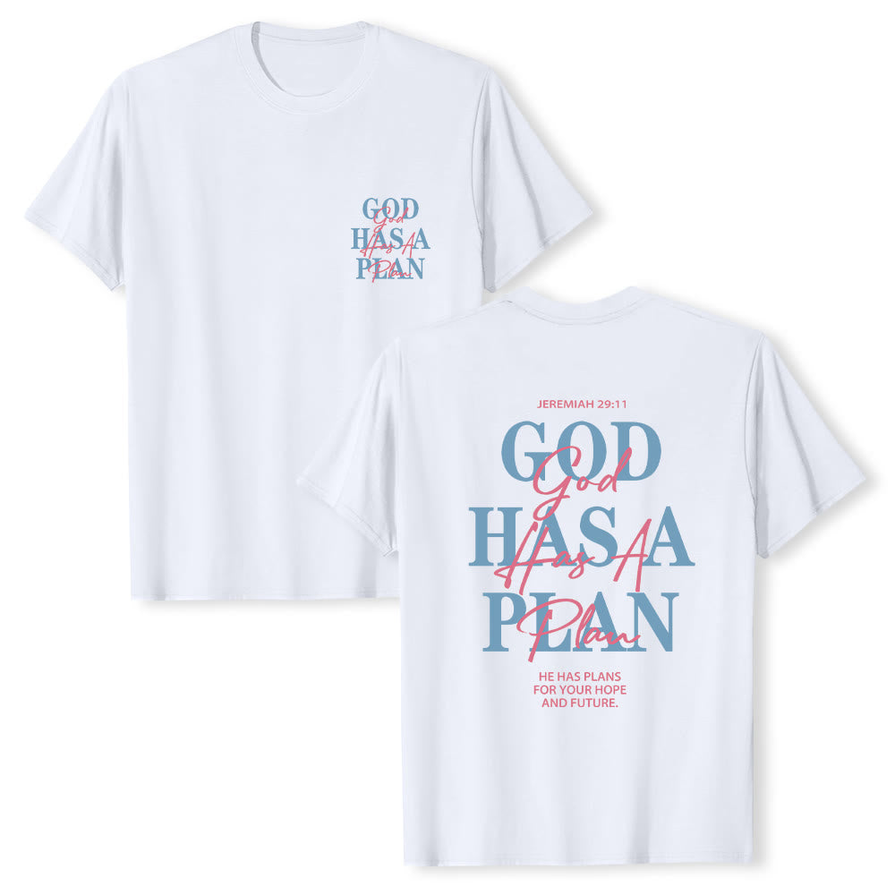 Christianartworkshop God Has A Plan Double-Side Letter Print Classic T-shirt - image 7