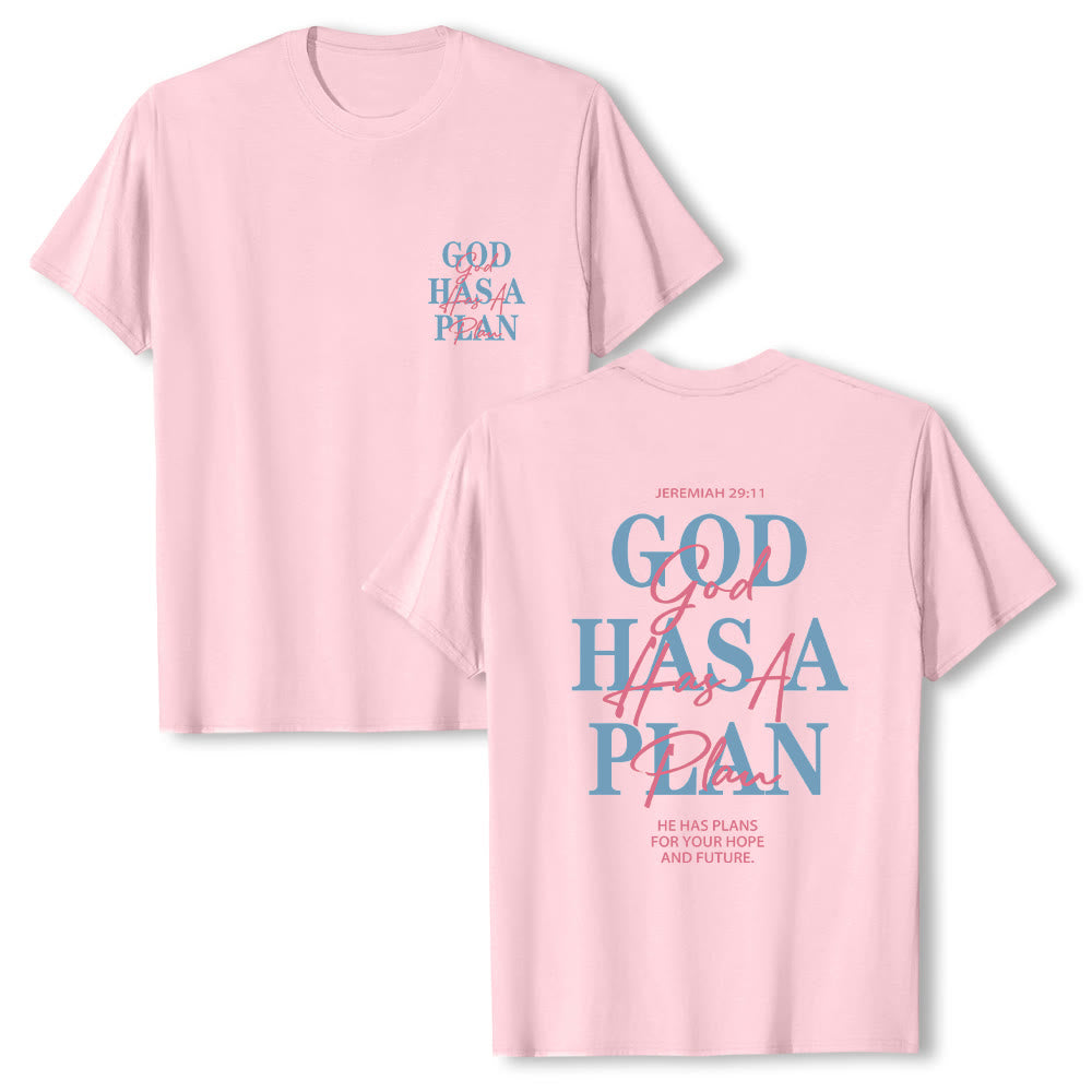 Christianartworkshop God Has A Plan Double-Side Letter Print Classic T-shirt - image 4