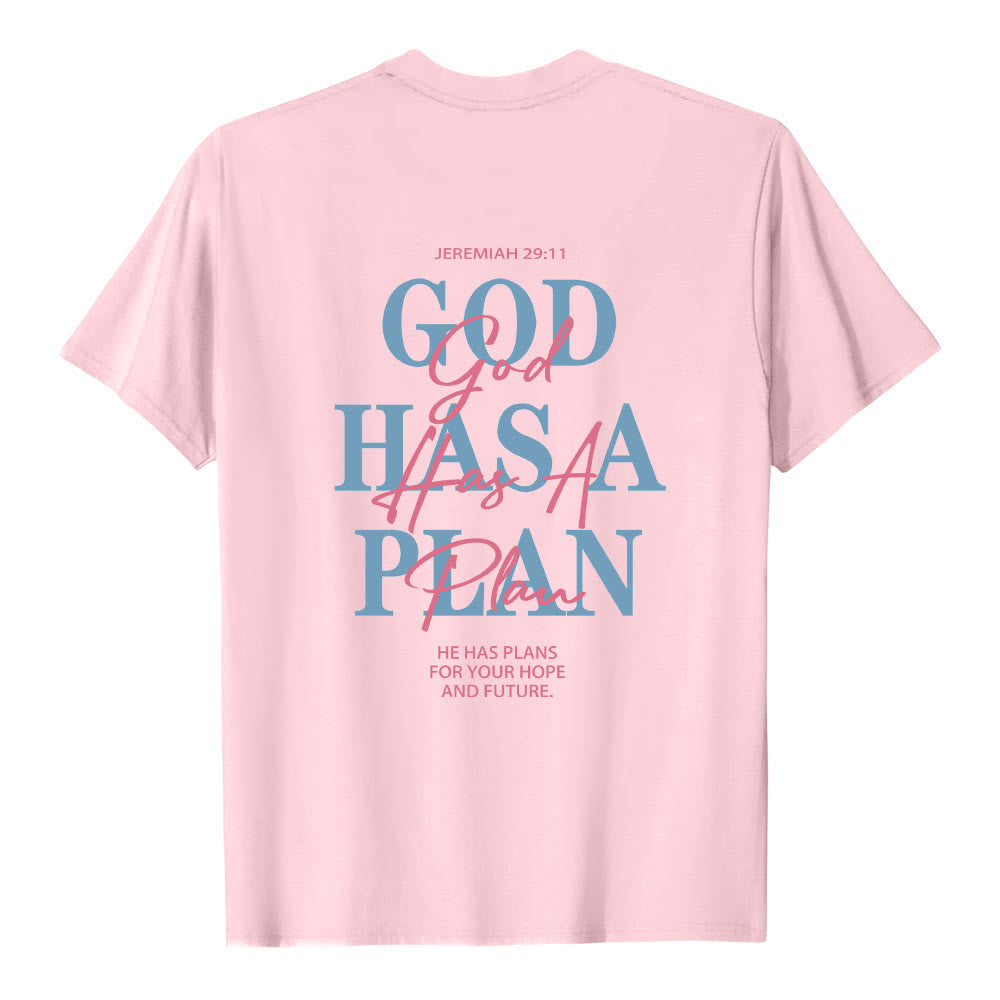 Christianartworkshop God Has A Plan Double-Side Letter Print Classic T-shirt - image 5